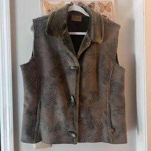 Vintage Cabela's Women's Olive Green Paisley Fur Vest